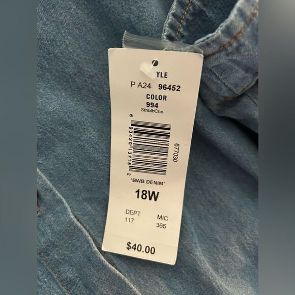 NWT … ALLISON DALEY “Size: 18W” Soft Denim Shirt - Picture 5 of 5